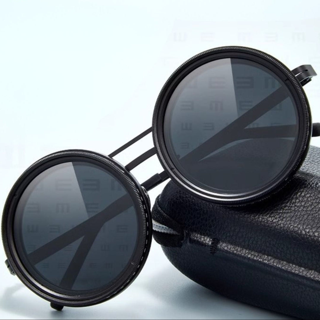 VisionRound Polarisierte Sonnenbrille – Unisex Retro-Design mit verstellbarem Lichtfilter | Karnz