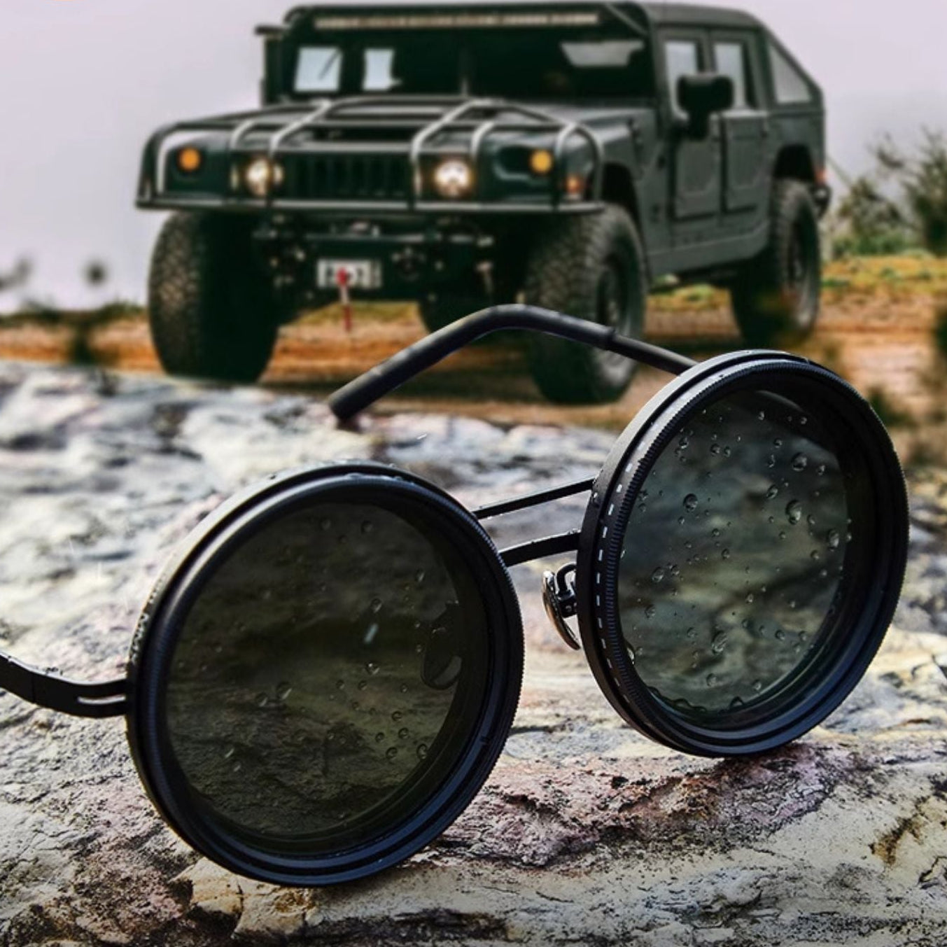 VisionRound Polarisierte Sonnenbrille – Unisex Retro-Design mit verstellbarem Lichtfilter | Karnz