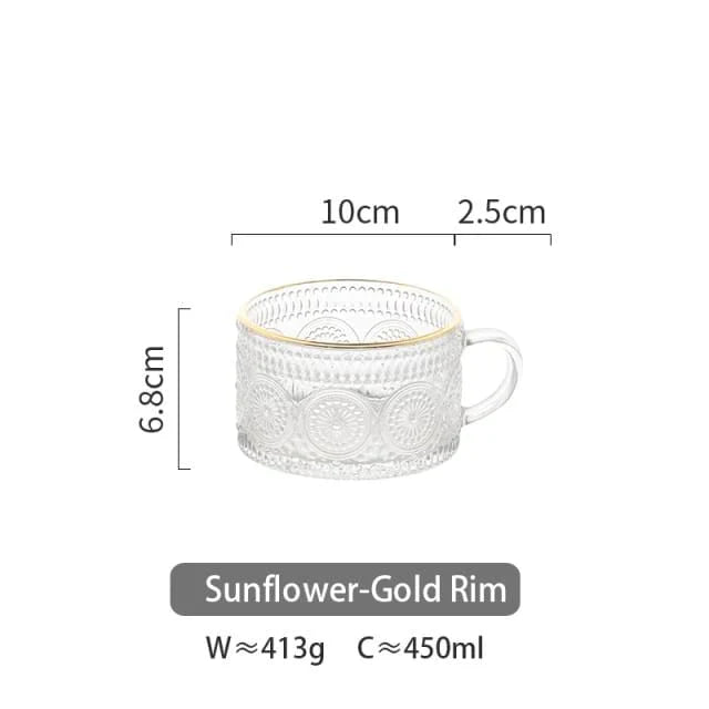 Sonnenblume - Goldene Linien Prägung Teetasse Schüssel