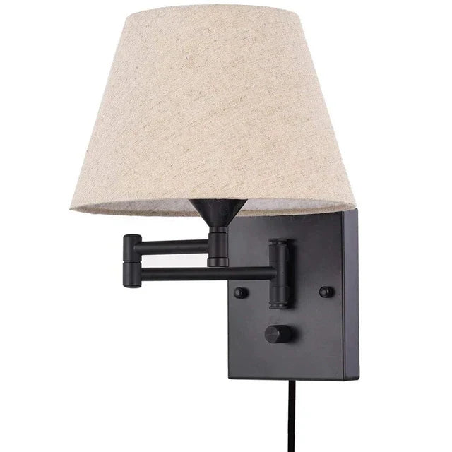 Schwenkbare Wandlampe mit Stoffschirm - Verstellbare LED-Wandlampe für Schlafzimmer & Wohnzimmer | Karnz