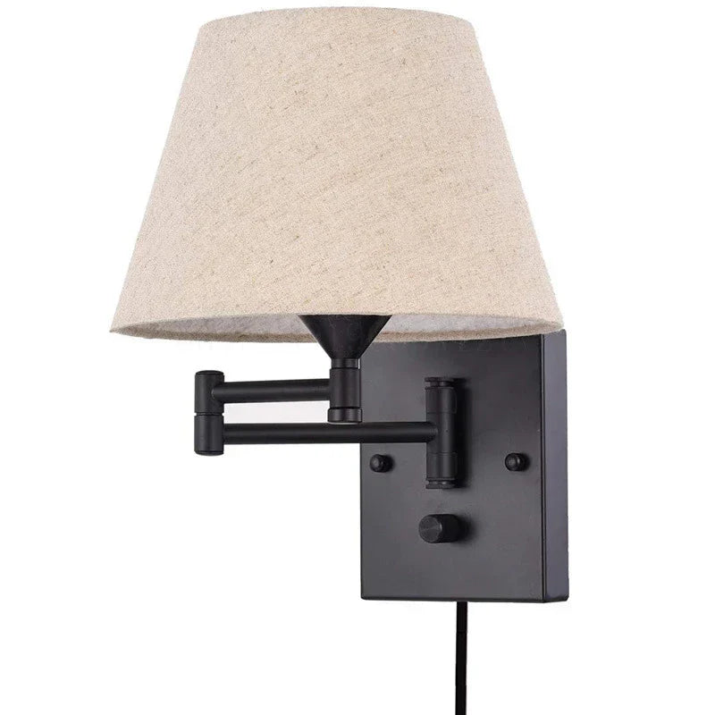 Schwenkbare Wandlampe mit Stoffschirm - Verstellbare LED-Wandlampe für Schlafzimmer & Wohnzimmer | Karnz