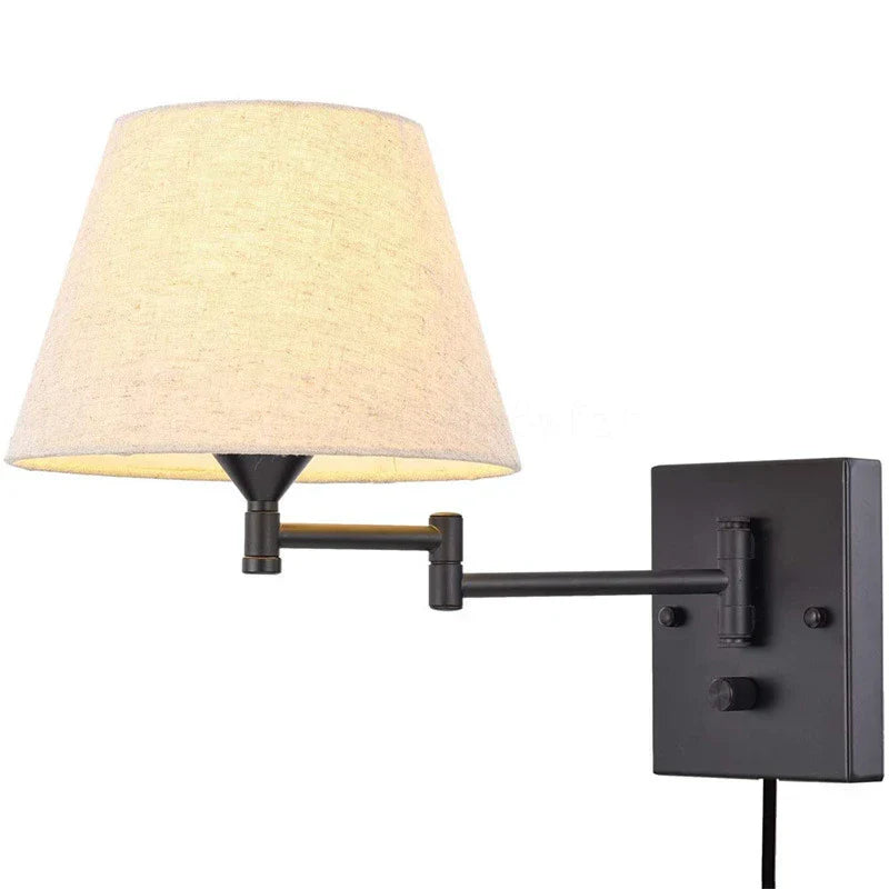 Schwenkbare Wandlampe mit Stoffschirm - Verstellbare LED-Wandlampe für Schlafzimmer & Wohnzimmer | Karnz