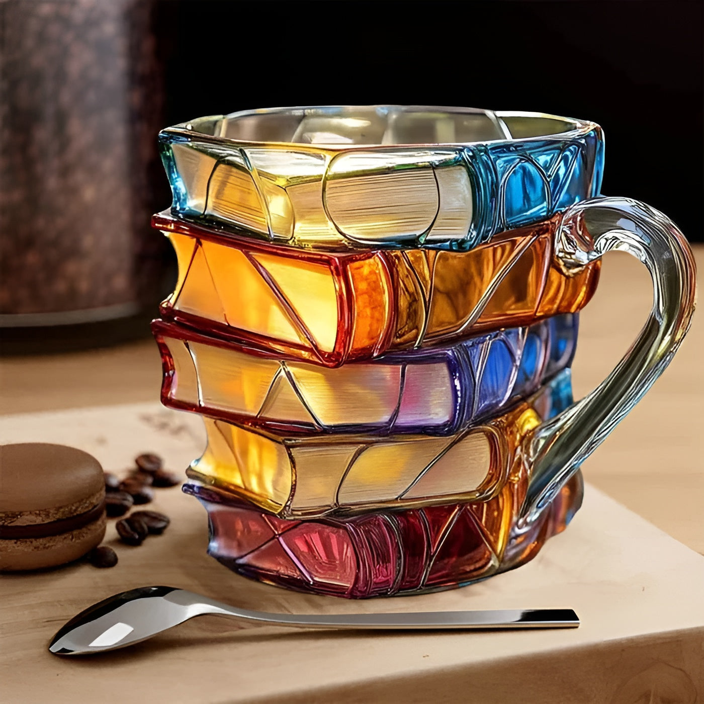 Kaffeeglas, 350 ml – Handgefertigt mit 3D-Buchmuster | Hochwertiges Glas für Kaffee, Tee und stilvolle Tischdekoration