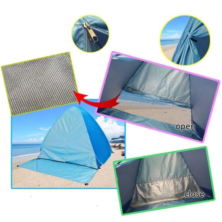 Sandsberg | Mit Vorhang Automatische Sofort-Pop-Up-Zelt Tragbares Strandzelt, Größe: 200x165x130cm (Grün)