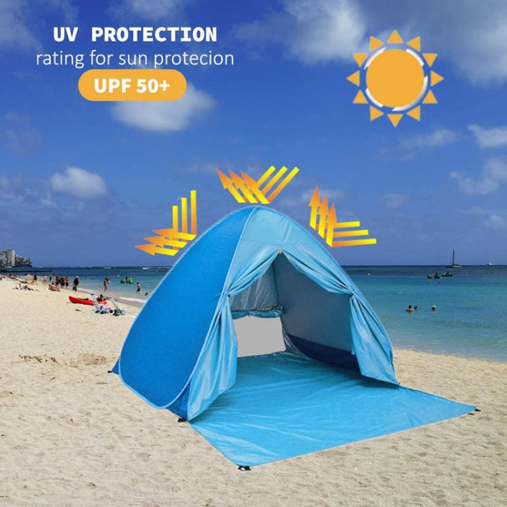 Sandsberg | Mit Vorhang Automatische Sofort-Pop-Up-Zelt Tragbares Strandzelt, Größe: 200x165x130cm (Grün)