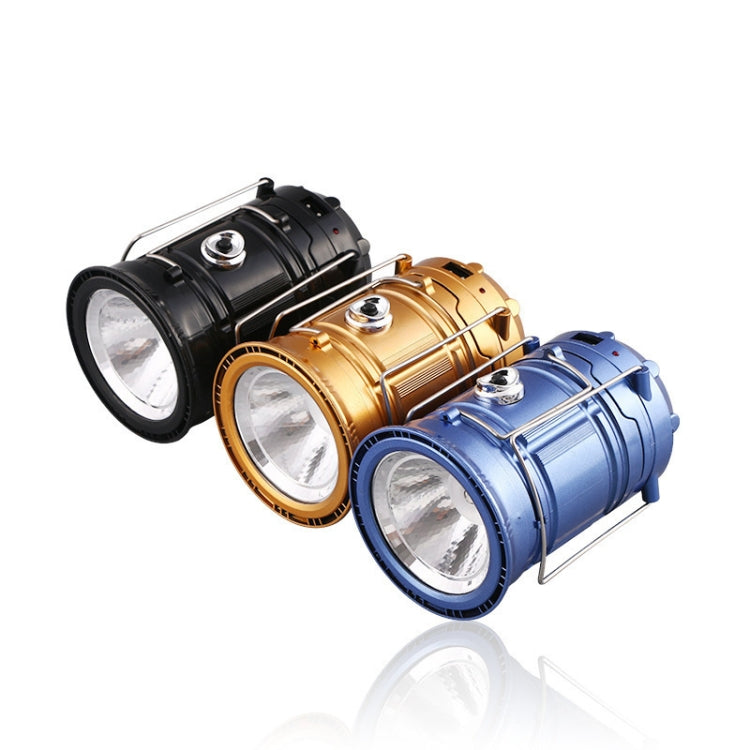 LED-Zeltlampe, solarbetrieben, wiederaufladbar, ausziehbar, multifunktional, mit USB-Ausgang, EU-Stecker (Blau)