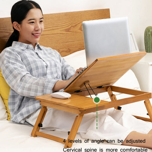 Sandsberg | 741ZDDNZ Bett Benutzen Faltbare Höhenverstellbare Laptop-Schreibtisch Wohnheim Studien-Schreibtisch, Spezifikation: Klassische Teefarbe 88cm Dicke Bambus