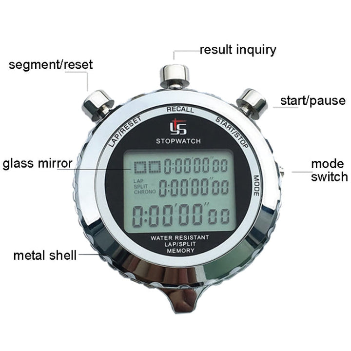 Stoppuhr Digital Edelstahl 3-Zeilen-Display | Karnz