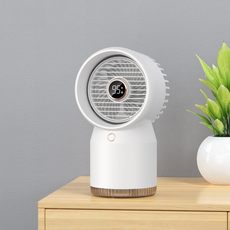 Spray Befeuchteter LED Digitalanzeige Büro Zuhause Ventilator, Stil: 3600mAh Wiederaufladbar(Weiß) | Karnz