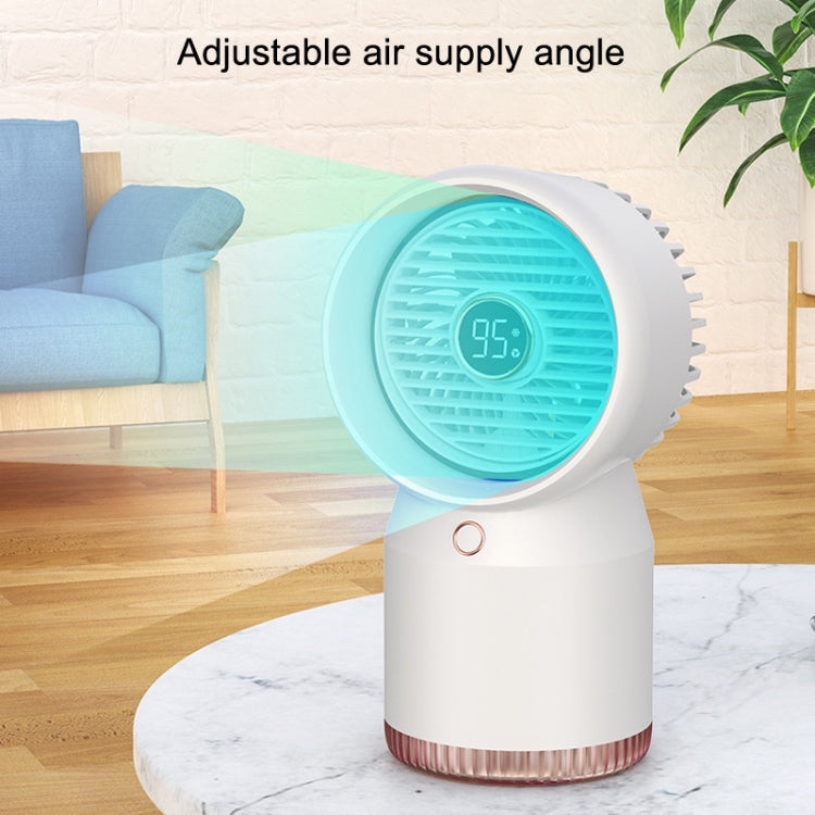 Spray Befeuchteter LED Digitalanzeige Büro Zuhause Ventilator, Stil: 3600mAh Wiederaufladbar(Weiß) | Karnz