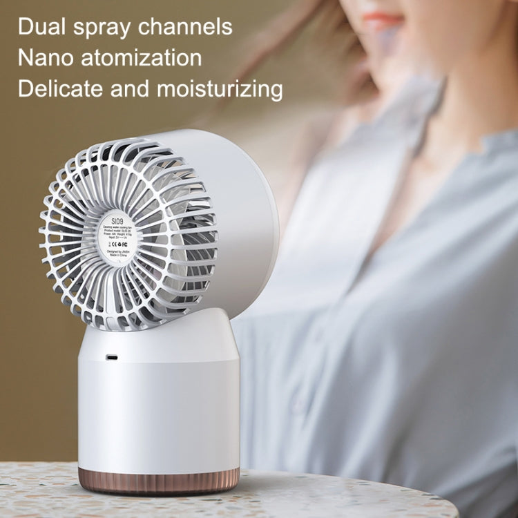 Spray Befeuchteter LED Digitalanzeige Büro Zuhause Ventilator, Stil: 3600mAh Wiederaufladbar(Weiß) | Karnz