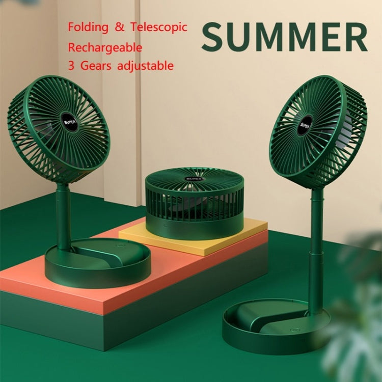 Tragbarer Faltventilator  Teleskopischer Standventilator, Stil: Wiederaufladbar (Grün) | Karnz