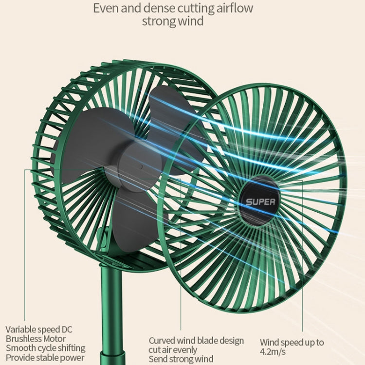 Tragbarer Faltventilator  Teleskopischer Standventilator, Stil: Wiederaufladbar (Grün) | Karnz