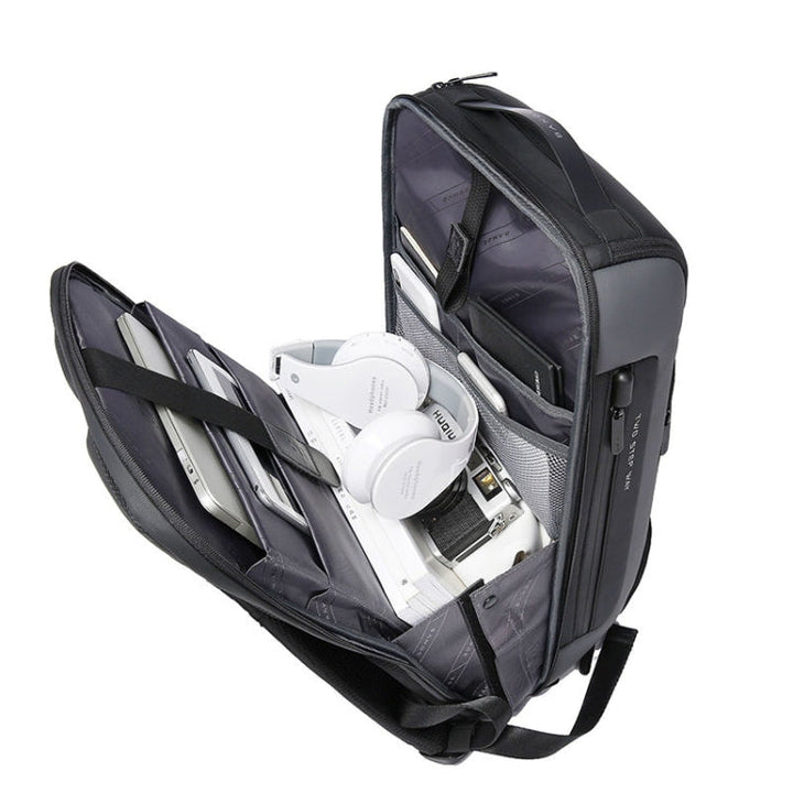 BANGE BG-7216plus Diebstahlsicherer, wasserdichter Reiserucksack für Herren, 15,6 Zoll Laptoptasche (Grau)