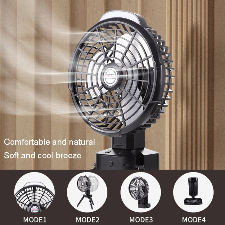 Outdoor Camping USB Lade Fan Zelt Schwenkopf Fan Mit Stativ LED Licht (Schwarz) | Karnz