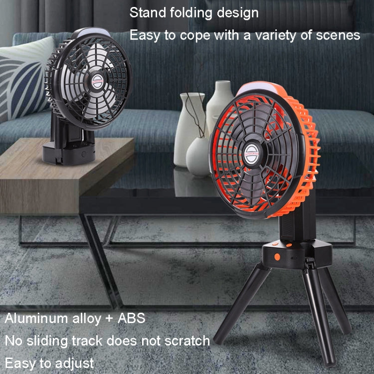 Outdoor Camping USB Lade Fan Zelt Schwenkopf Fan Mit Stativ LED Licht (Schwarz) | Karnz