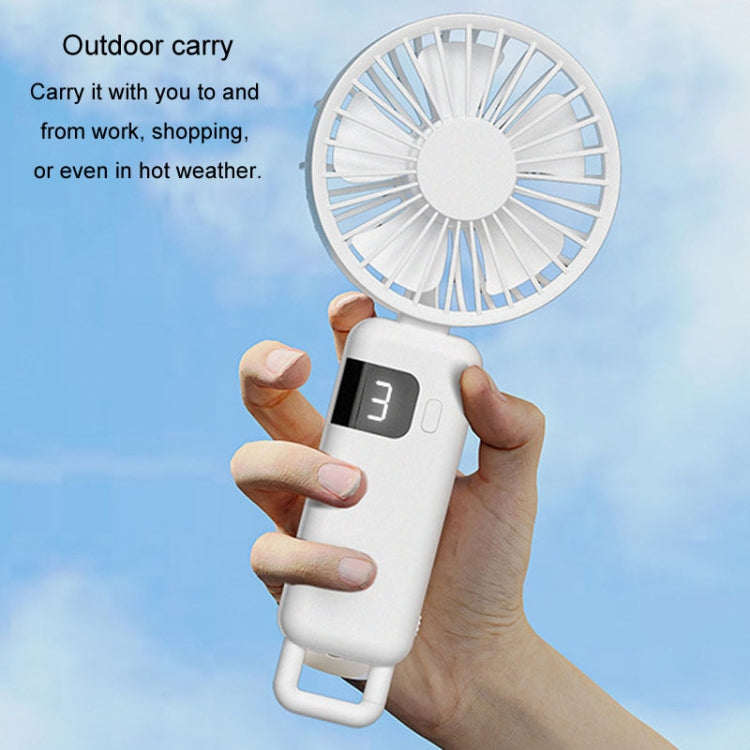 Portabler Digitaldisplay Hängender Nacken Stille Kleiner Ventilator USB Aufladung Tragbarer Faltventilator (Blau) | Karnz