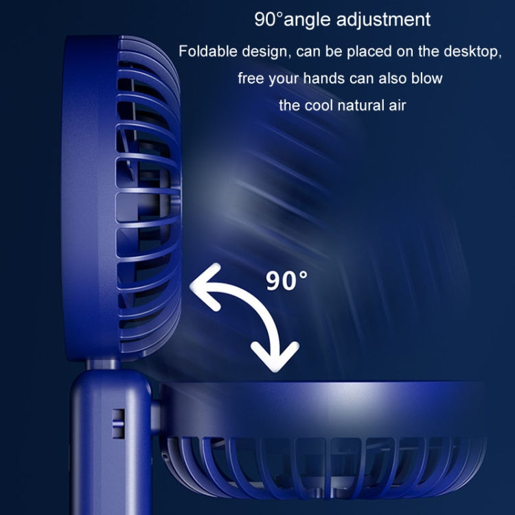 Portabler Digitaldisplay Hängender Nacken Stille Kleiner Ventilator USB Aufladung Tragbarer Faltventilator (Blau) | Karnz