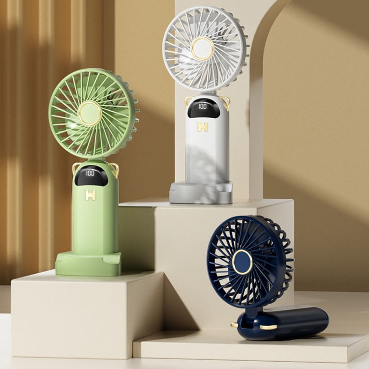 Faltbarer Digitaldisplay USB-Ladeventilator Tragbarer Stiller Hängender Hals Außen Kleiner Ventilator (Blau) | Karnz