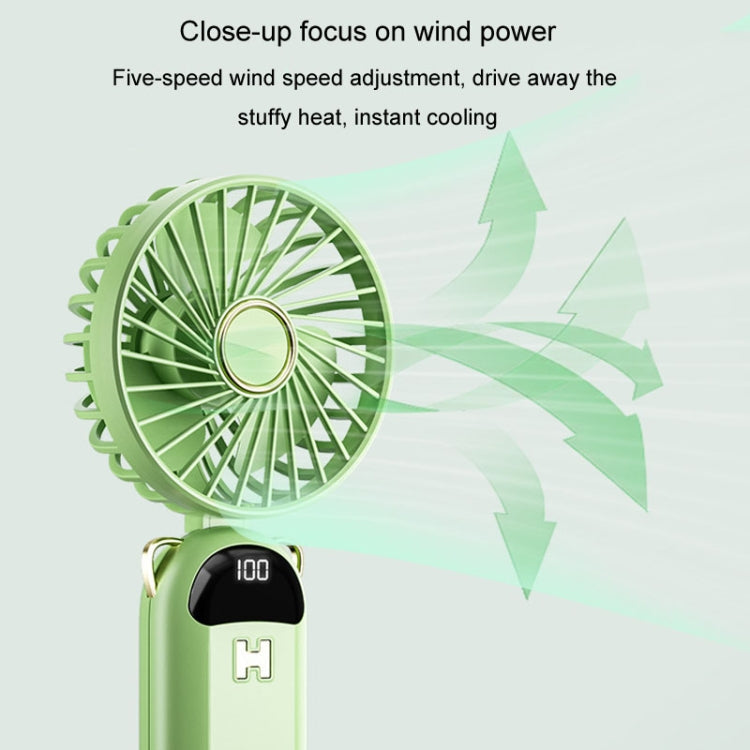 Faltbarer Digitaldisplay USB-Ladeventilator Tragbarer Stiller Hängender Hals Außen Kleiner Ventilator (Blau) | Karnz