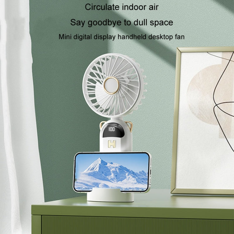 Faltbarer Digitaldisplay USB-Ladeventilator Tragbarer Stiller Hängender Hals Außen Kleiner Ventilator (Blau) | Karnz