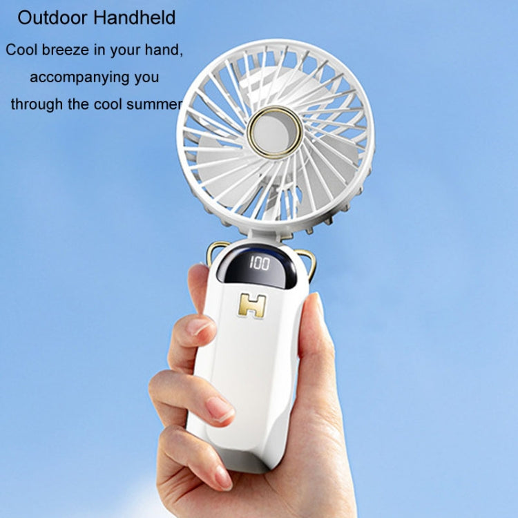 Faltbarer Digitaldisplay USB-Ladeventilator Tragbarer Stiller Hängender Hals Außen Kleiner Ventilator (Blau) | Karnz