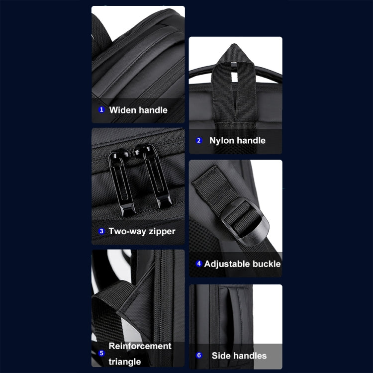Erweiterbarer, wasserdichter Laptop-Rucksack für Business mit USB-Anschluss (Schwarz)