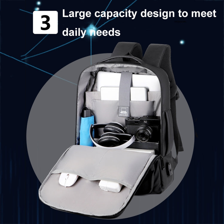Erweiterbarer, wasserdichter Laptop-Rucksack für Business mit USB-Anschluss (Schwarz)