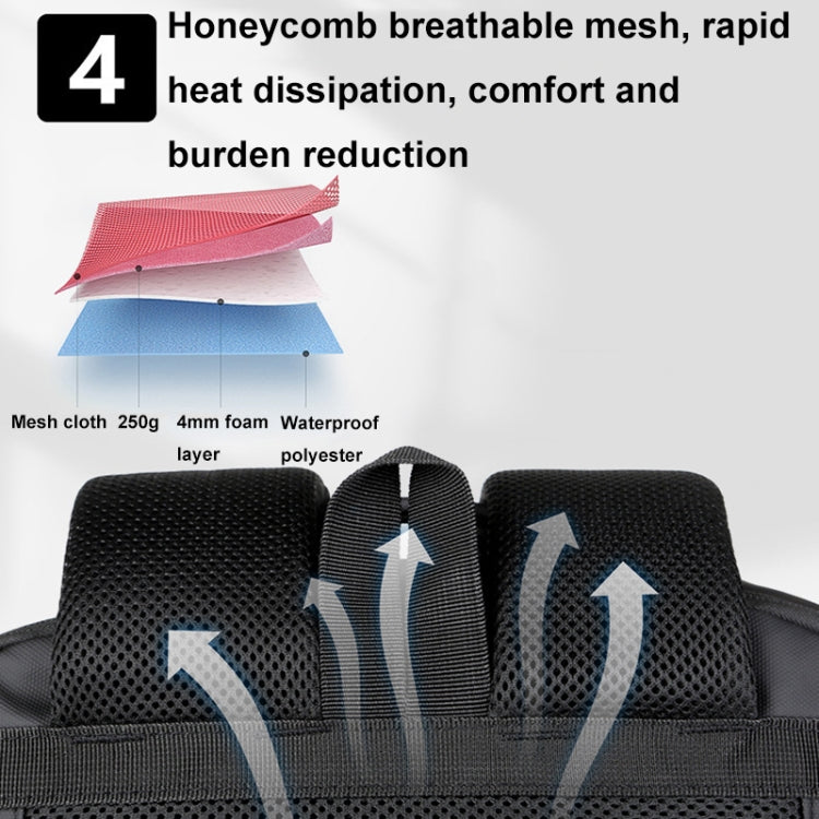 Erweiterbarer, wasserdichter Laptop-Rucksack für Business mit USB-Anschluss (Schwarz)