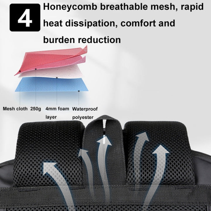 Erweiterbarer, wasserdichter Laptop-Rucksack für Business mit USB-Anschluss (Schwarz)