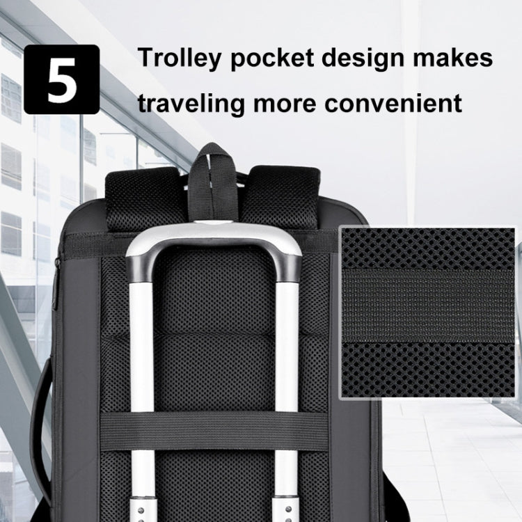 Erweiterbarer, wasserdichter Laptop-Rucksack für Business mit USB-Anschluss (Schwarz)