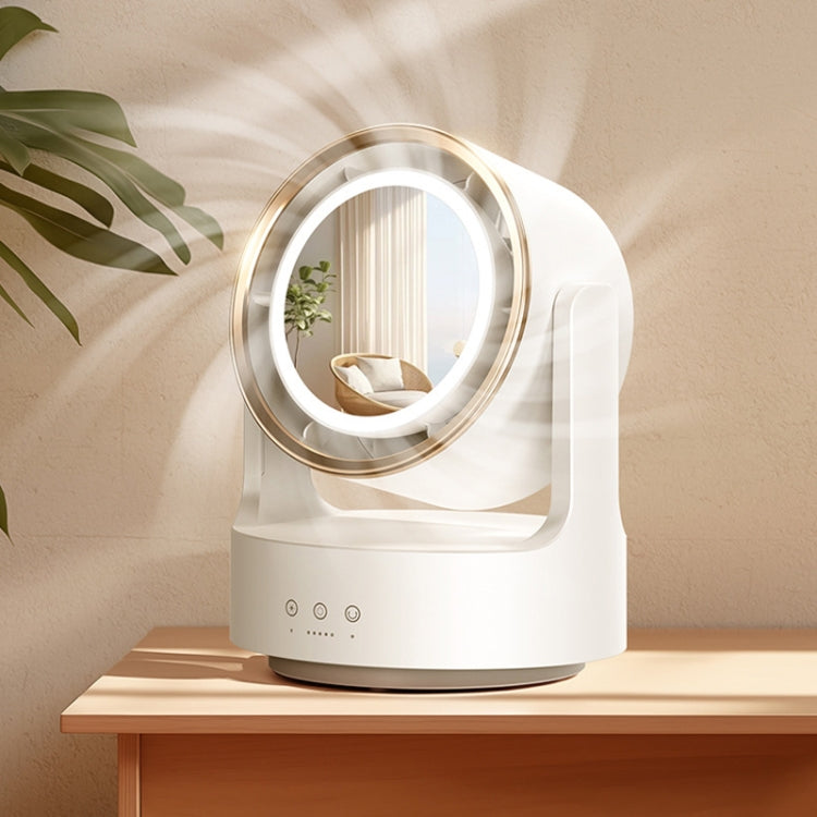 3 In 1 Multifunktions-Desktopventilator mit LED-Licht Kosmetikspiegel Wiederaufladbar oszillierend | Karnz