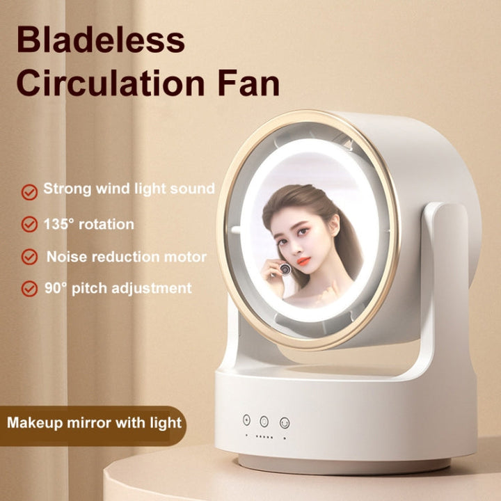 3 In 1 Multifunktions-Desktopventilator mit LED-Licht Kosmetikspiegel Wiederaufladbar oszillierend | Karnz