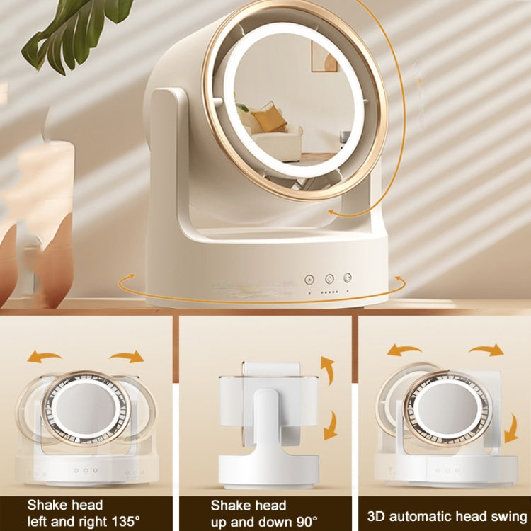 3 In 1 Multifunktionaler Desktopventilator mit LED-Licht Kosmetikspiegel USB-Anschluss Nicht-oszillierend | Karnz