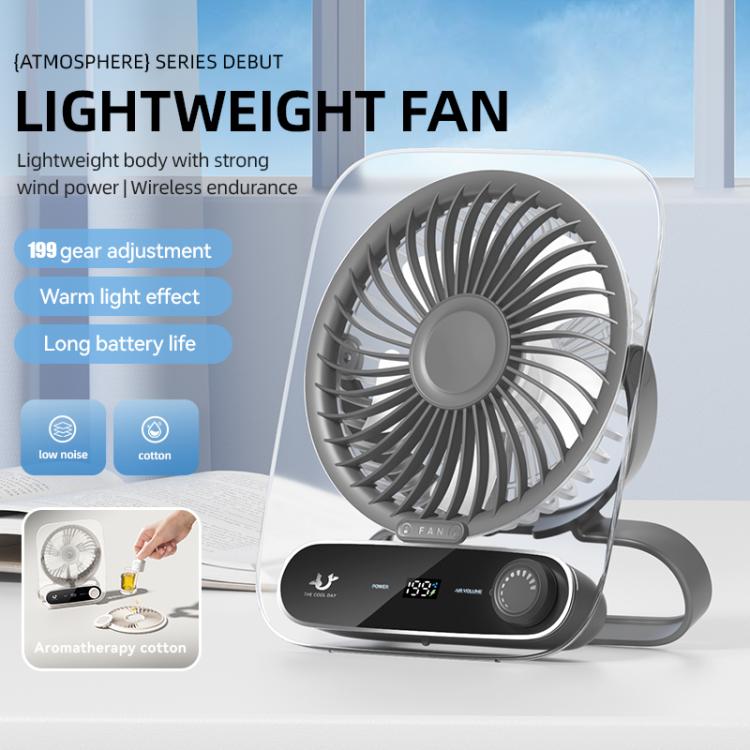 199-Speed Desktop-Wandventilator mit Griff & Licht Integrierte Aromatherapie Baumwolle (Klar Schwarz) | Karnz