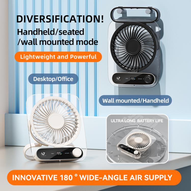 199-Speed Desktop-Wandventilator mit Griff & Licht Integrierte Aromatherapie Baumwolle (Klar Schwarz) | Karnz