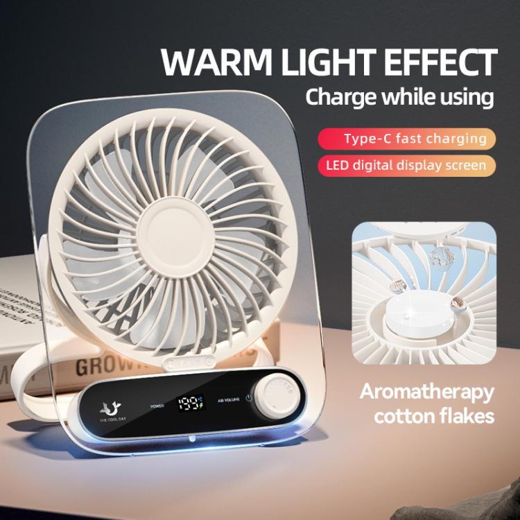 199-Speed Desktop-Wandventilator mit Griff & Licht Integrierte Aromatherapie Baumwolle (Klar Schwarz) | Karnz
