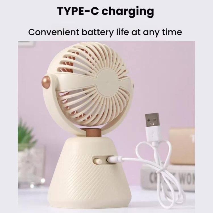 Desktop 100-Geschwindigkeits Mini Studenten Schlafzimmer Ventilator Tragbarer USB Aufladbarer Desktop Kleiner Ventilator (Beige) | Karnz