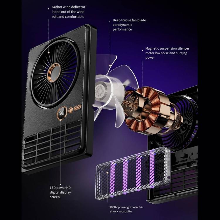 2-in-1 Haushalts-Elektrofan Moskito-Killer-Lampe LED Digital Schreibtischventilator, Farbe: Stecker Schwarz | Karnz
