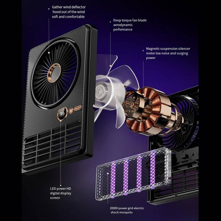 2-in-1 Haushalts-Elektrofan Moskito-Killer-Lampe LED Digital Schreibtischventilator, Farbe: Stecker Schwarz | Karnz