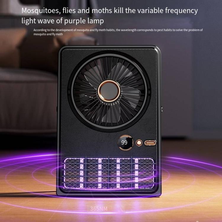 2-in-1 Haushalts-Elektrofan Moskito-Killer-Lampe LED Digital Schreibtischventilator, Farbe: Stecker Schwarz | Karnz