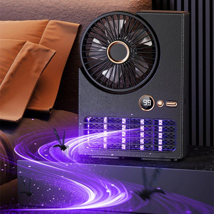 2-in-1 Haushalts-Elektrofan Moskito-Killer-Lampe LED Digital Schreibtischventilator, Farbe: Stecker Schwarz | Karnz
