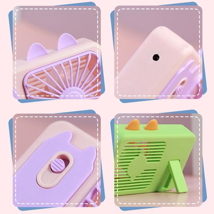 Niedlicher Cartoon-Kitten-Kamera Handheld Großer Wind Wiederaufladbarer Ventilator Mit Ständer Tischventilator (Rosa) | Karnz
