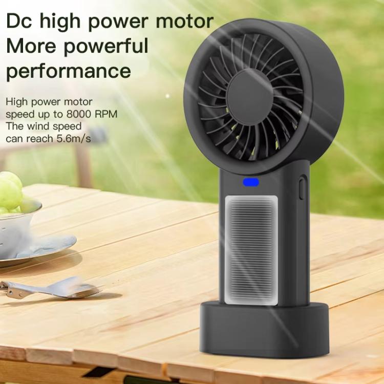 Solarbetriebener Handheld- und Tischventilator mit 5-Geschwindigkeits-Turbo 12 Klingen USB Type-C Schnellladung (Schwarz) | Karnz