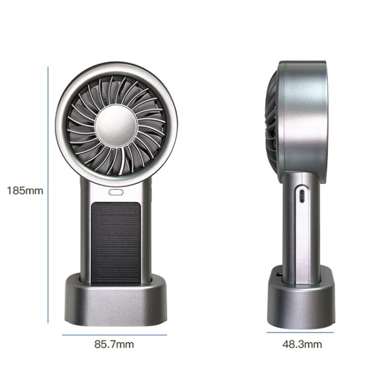 Solarbetriebener Handheld- und Tischventilator mit 5-Geschwindigkeits-Turbo 12 Klingen USB Type-C Schnellladung (Schwarz) | Karnz