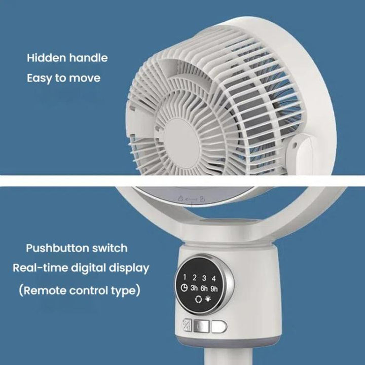 Luftzirkulationsventilator Turbo Licht Konvektionsstandventilator mit Fernbedienung Timer Bodenventilator, Stil: Wiederaufladbar | Karnz