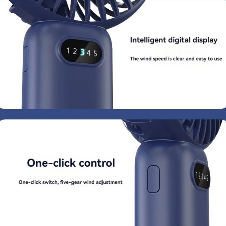 5-Gang Windgeschwindigkeits-Handheld-USB-Lade-Kleiner Ventilator Mit Tischständer (Dunkelblau) | Karnz