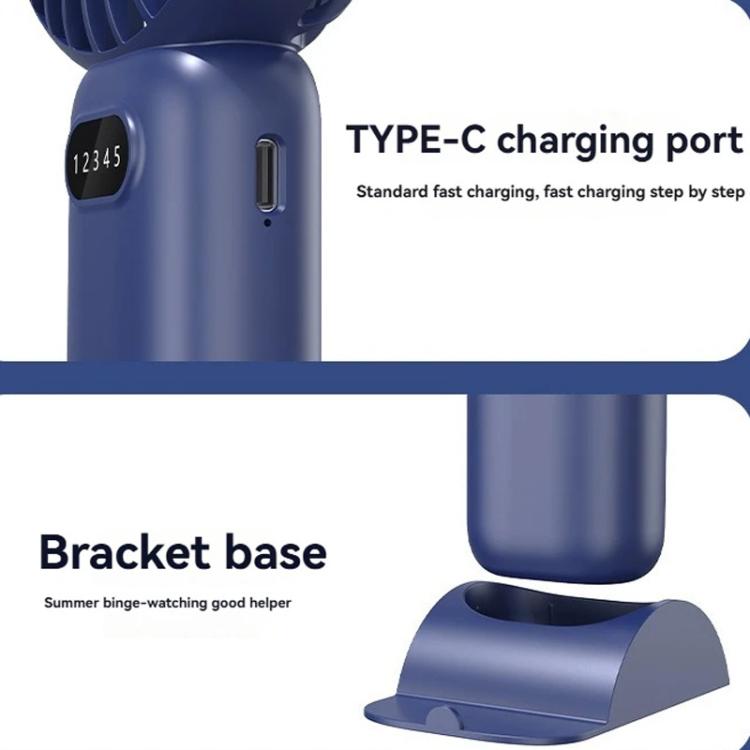 5-Gang Windgeschwindigkeits-Handheld-USB-Lade-Kleiner Ventilator Mit Tischständer (Dunkelblau) | Karnz