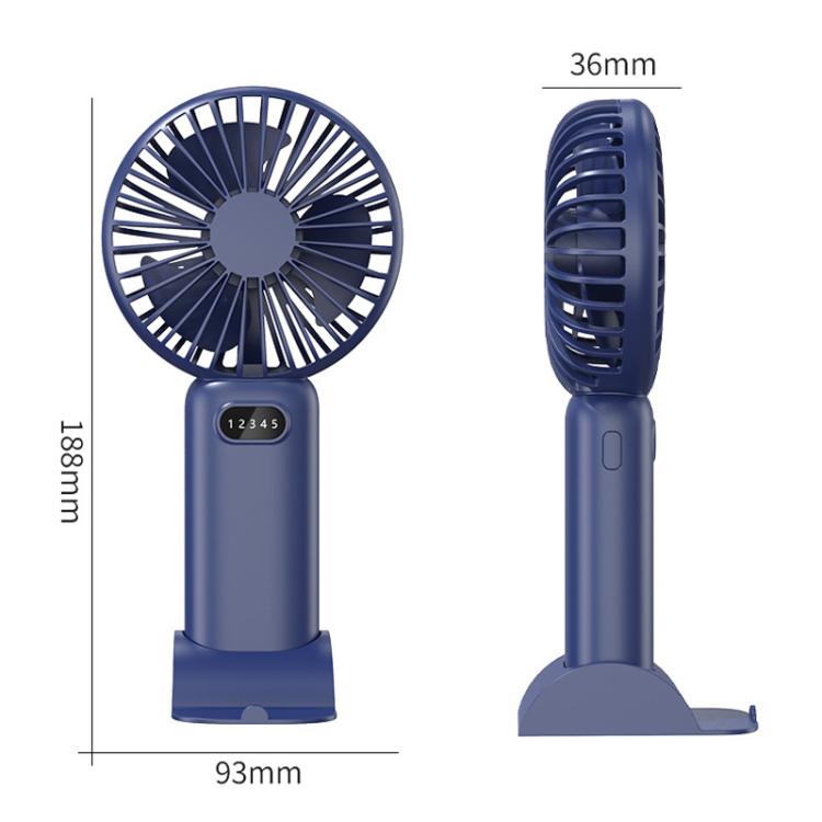 5-Gang Windgeschwindigkeits-Handheld-USB-Lade-Kleiner Ventilator Mit Tischständer (Dunkelblau) | Karnz