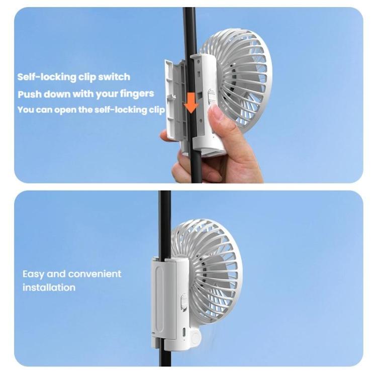 Faltender hängender Regenschirm Ventilator USB tragbarer Regenschirm Klemmlüfter kompakter Schreibtischventilator (Schwarz) | Karnz